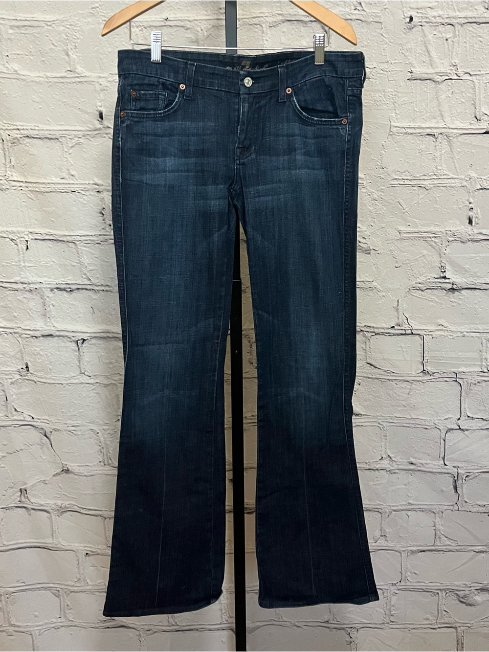 7 For All Mankind A Pocket Dark Wash Women's Bootcut Blue Jeans